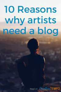 woman sitting on precipice - 10 Reasons artists need a blog graphic