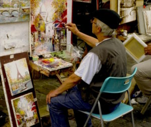 male artist painting
