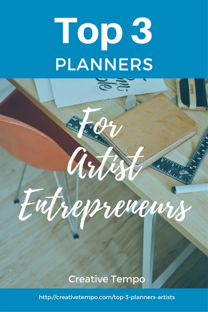 planner sitting on desk - Top 3 Planners for Artist Entrepreneurs graphic